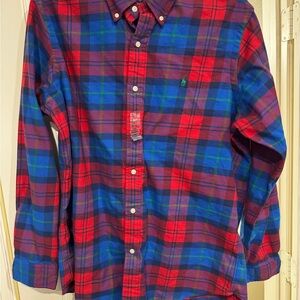 New Men's Large Ralph Lauren Red and Blue Plaid Shirt